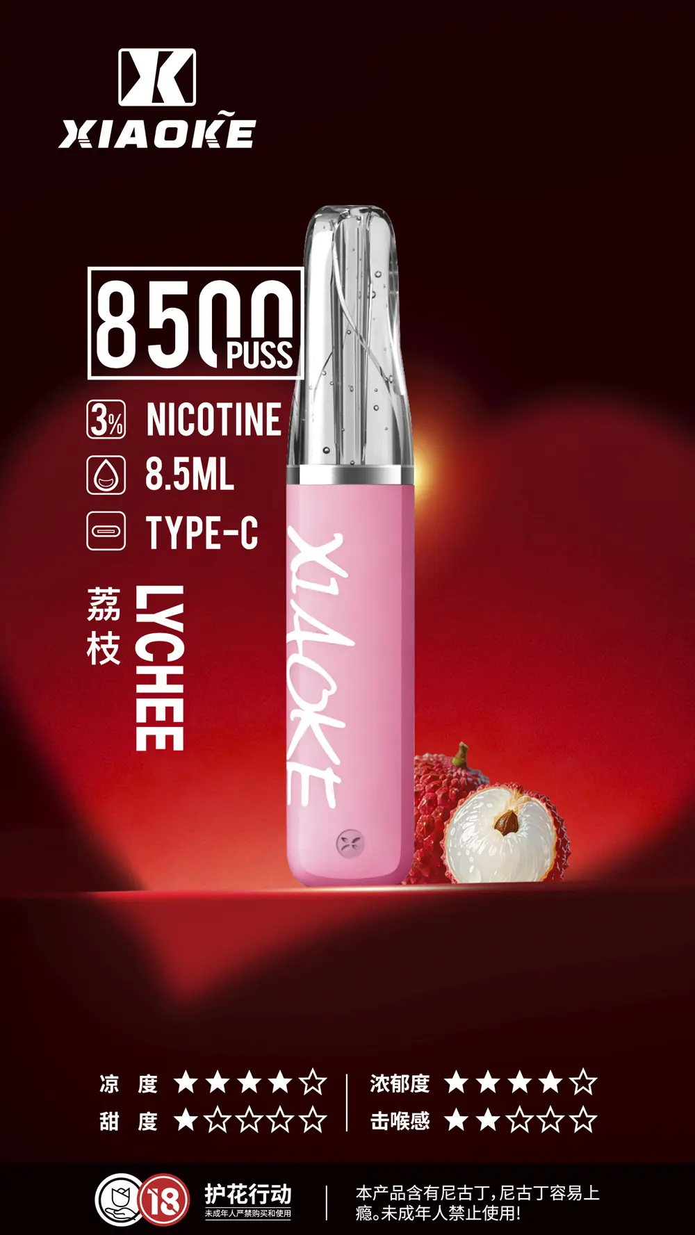 XIAOKE 梟客 8500口拋棄式電子煙 3%尼古丁鹽 8.5ml儲油量 支援Type-C充電 台灣現貨秒發:圖片 14